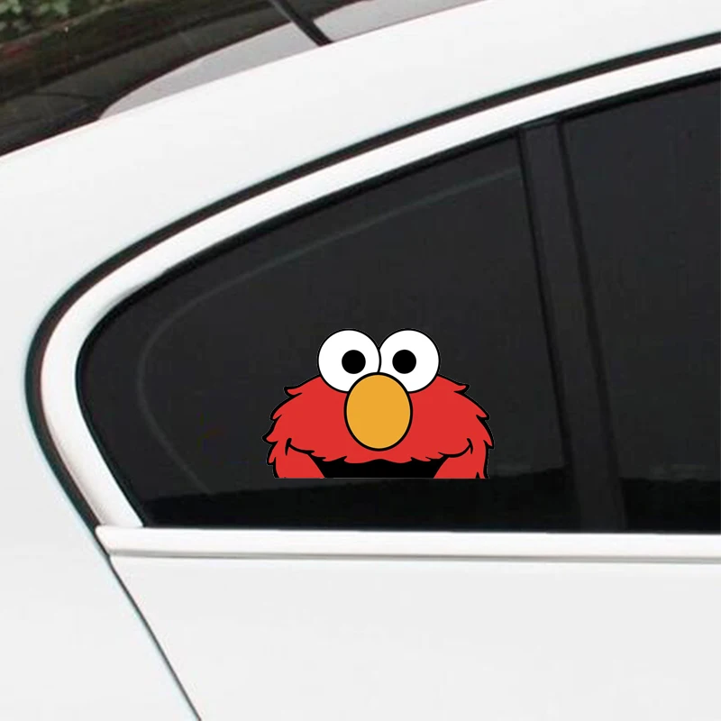 Elmo dos desenhos animados espreitando adesivo de carro pára-brisa pára-choques capacete da motocicleta decalque alta qualidade kk vinil capa arranhões decoração automática