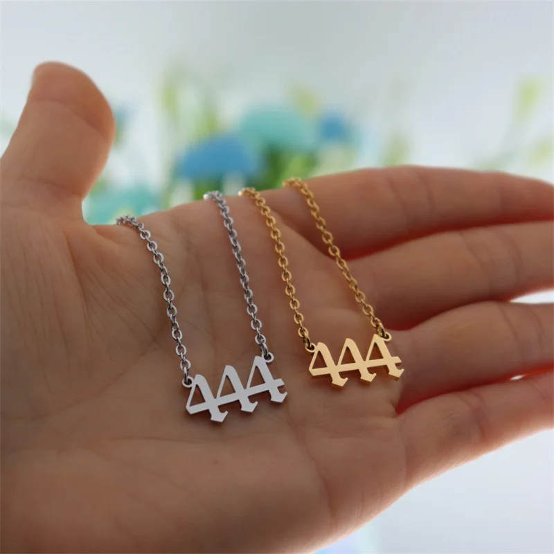 سلسلة الترقوة 444 قلادة الملاك عدد 222 333 طوق الشرير مجوهرات الفولاذ المقاوم للصدأ قلادة Deil المختنق Babygirl هدية عيد #1