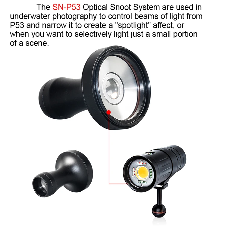 SUPE Scubalamp SN-P53 Optical Snoot Narrow Beam of P53 PV52T RD95 Underwater Photography Video Light Scuba Diving Equipment