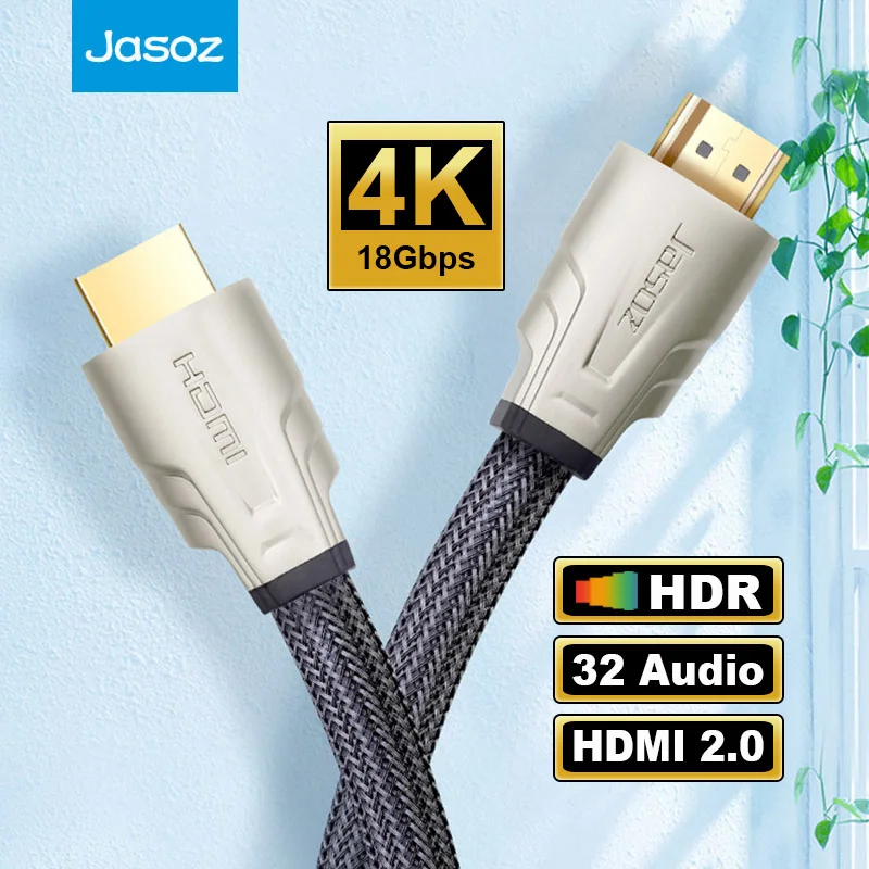 Jasoz HDMI Cable 4K 60Hz 2.0 Version Audio Cable Switch Adapter High Speed 18Gbps HDR 3D for Xiaomi PS4 HD TV Box