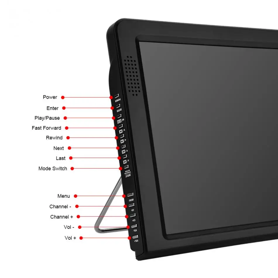 Rechargeable LEADSTAR D12 12 Inch Portable Mini Mobile Tv With DVBT2/H265/Hevc 1280*800 TF Card For Home/Car With Car charger