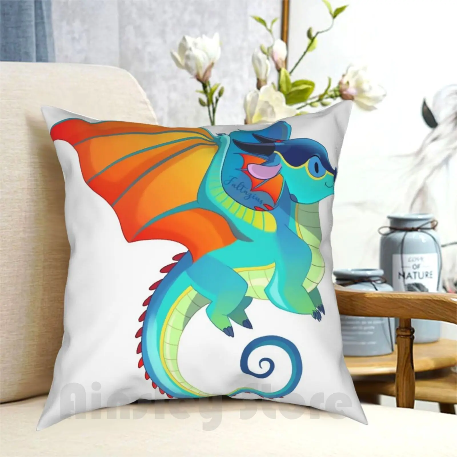 Rainwing Of Fire Pillow Case Printed Home Soft DIY Pillow cover Faltazius Fantasy Dragon Cute Dragon Baby Dragon Of Fire