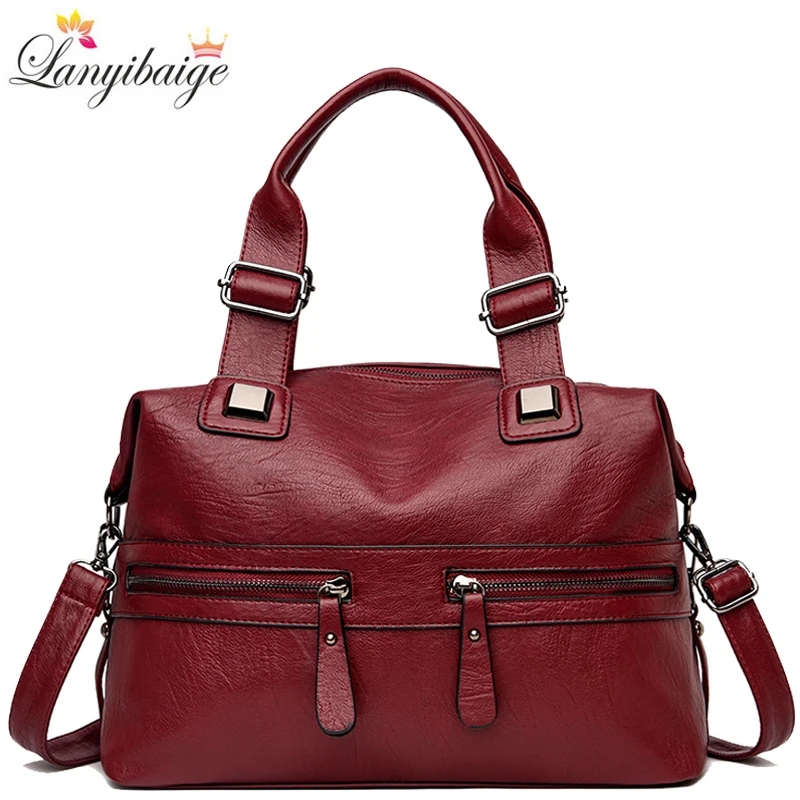 Large Capacity Leather Shoulder Crossbody Bags For Women 2024 Simple Female Shopper Bags Designer Handbags Ladies Messenger Bag