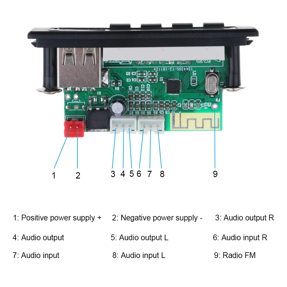 KEBIDU Bluetooth5.0 MP3 WMA WAV Decoder Board 5V 12V Wireless Audio Module Color Screen USB TF FM Radio For Car accessories