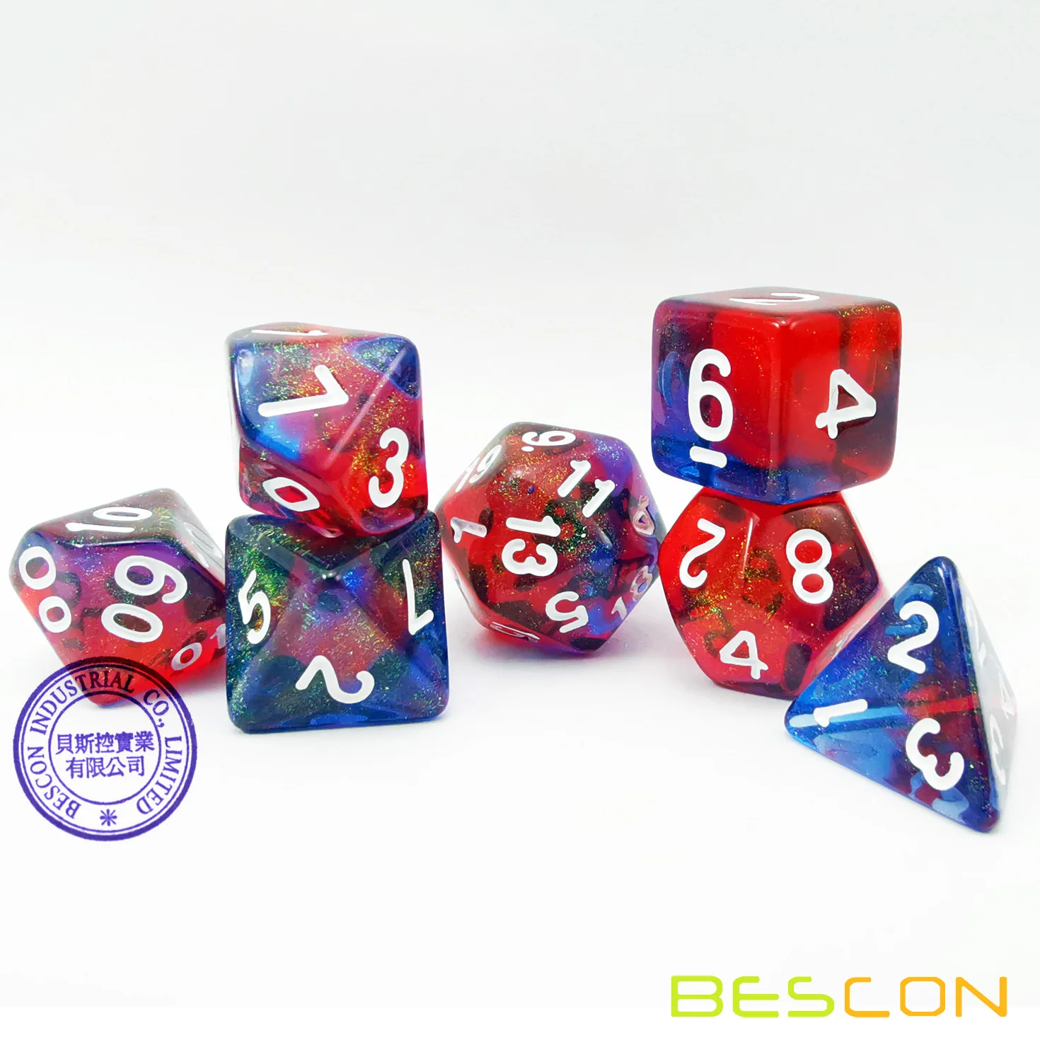 Bescon New Moonstone Dice Valor Stone, Polyhedral Dice Set of 7