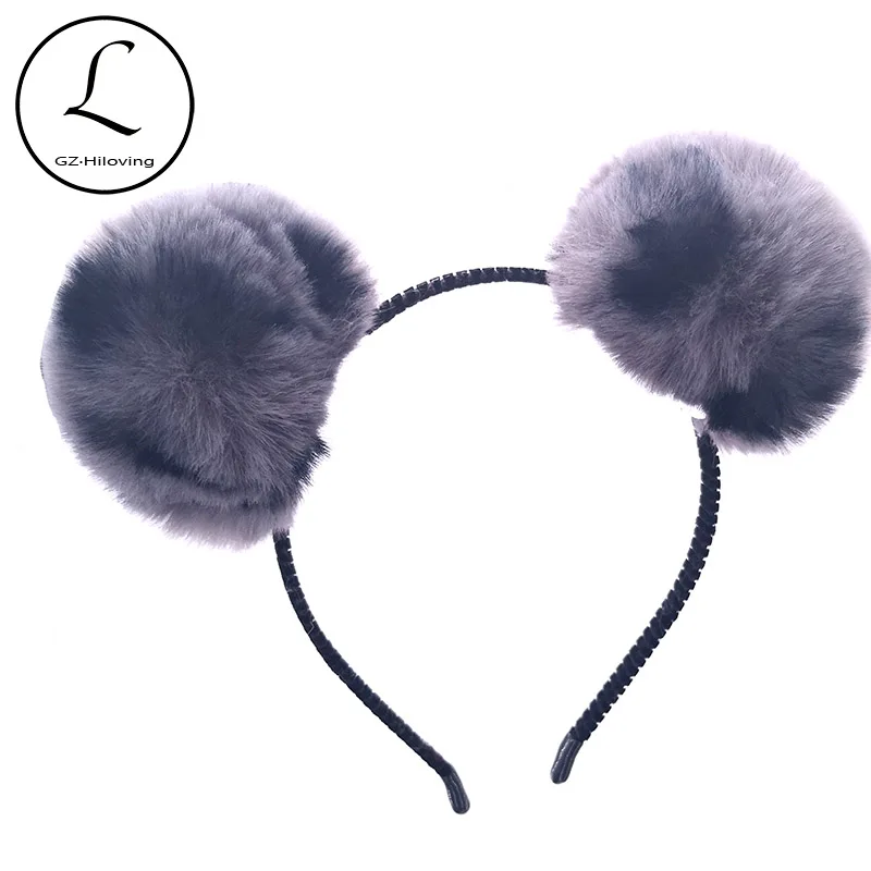 Baby Girls Velvet Ball Headband Headwear Kids Princess Leopard Faux Fur Pompom Headbands Hair Accessories Hair Hoop Girls Gifts