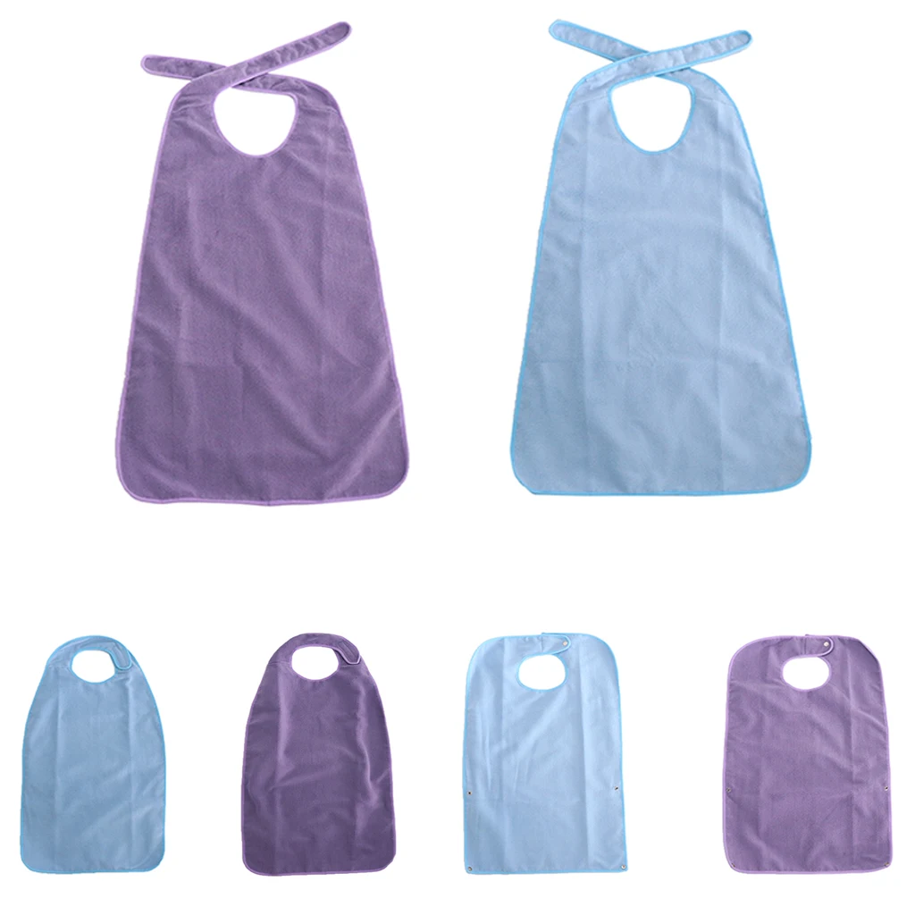 Large Terry Cloth Adult Elders Bibs Waterproof Mealtime Protector Disability Aid Apron 22\'\'x 35\'\'