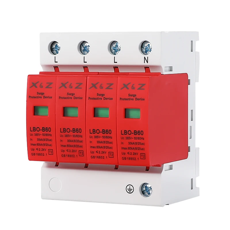 AC SPD Surge Protector Low Voltage  Distribution Household Arrester Lightning Protection Device 4P 30KA~60KA Switch Module 1PCS