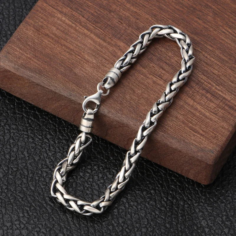 

100% 925 Sterling Silver 5mm 20cm Hollow Rope Twisted Chain Bracelets For Women Men Fine Jewelry Solid Lobster Clasp Bracelet