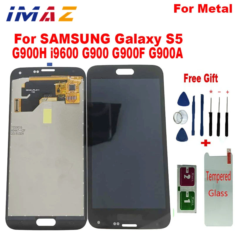 IMAZ Metal LCD For SAMSUNG Galaxy S5 i9600 G900 G900F G900A G900H G900M LCD Digitizer Touch Screen Panel Assembly For G900T LCD