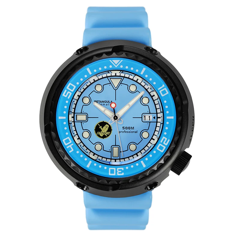 RDUNAE R1ZK-II Blue titanium alloy new craft diving luminous automatic mechanical watch