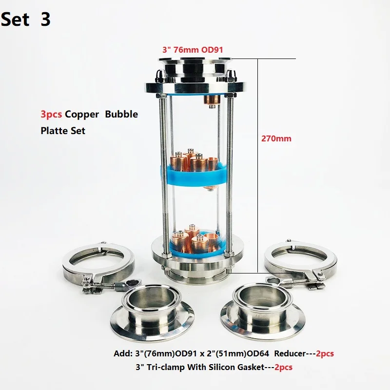 Imagem -03 - Destilação Lens Coluna Define Copper Bubble Plates Tri-clamp Sight Glass União Pisos Ss304