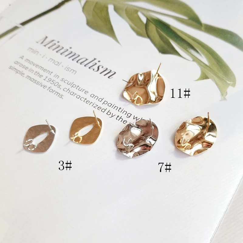DIY Earring Accessories European And American Fashion Texture Embossed Irregular Material Metal Earrings Needle Material Pendant