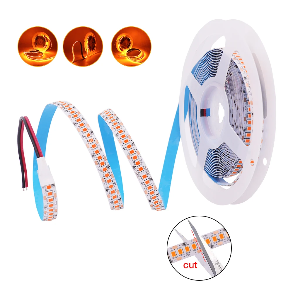 12 В постоянного тока 2835 SMD светодиодная полоса внутреннее украшение 120 240 светодиодов/м оранжевый свет гибкая лента веревка светильник 5 м/лот