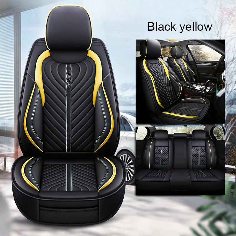 Leather Car Seat Covers Full Surrounded Auto Cushion Protector Accessories for Ford Fusion Taurus Edge Escape Fiesta Focus 2021