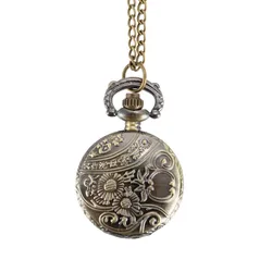 Fashion Vintage Women Pocket Watch Alloy Retro Hollow Out Flowers Pendant Clock Sweater Necklace Chain Watches Lady Gift EIG88