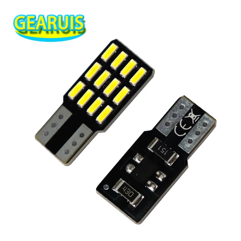 100pcs T10 W5W 12 SMD 4014 LED Bulb 1.44W 0.12A NO OBC Canbus Non polar Error Free Side Door light License Plate Light DC 12V