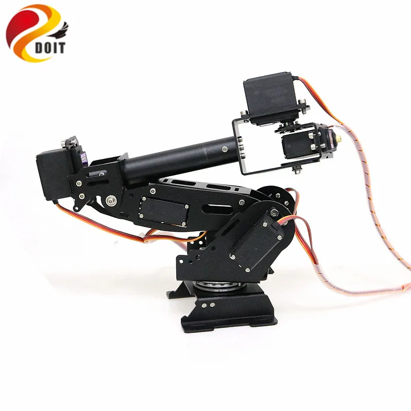 SZDOIT 7DOF Large Robotic Arm Model Metal 7-Axis Robot Arm with 360 Degree Rotating Base 7pcs Metal Gear Servos DIY for Arduino