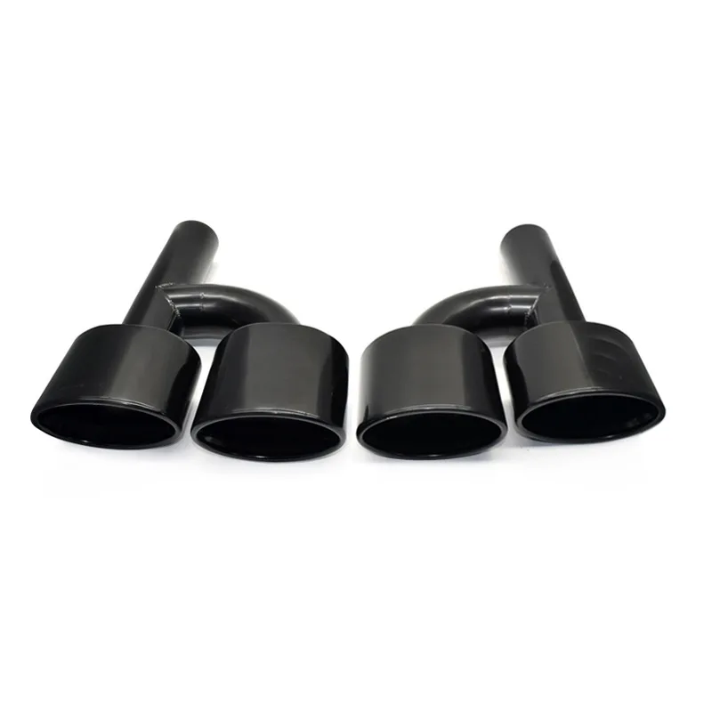 1 Pair Stainless Steel Black Exhaust Pipe For Mercedes Benz W204 C180 C200 C260 C300 Change C63 S63 Rear Diffuser Tail Throat image 4