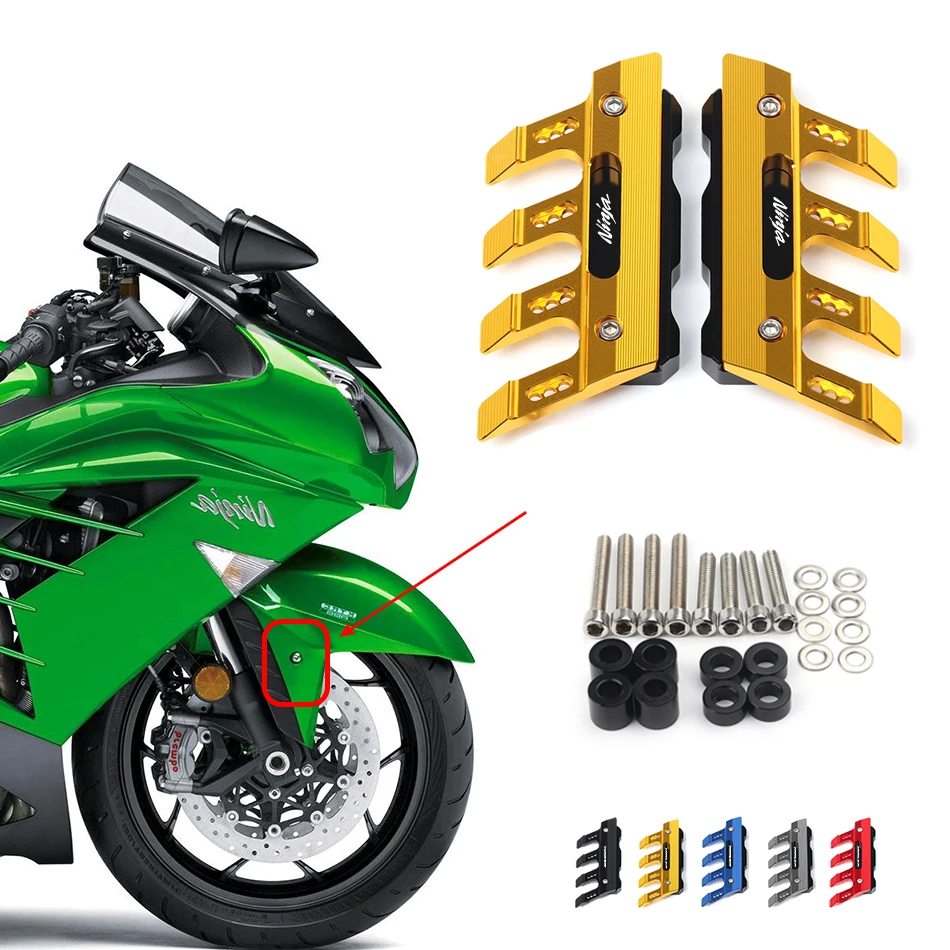 

For KAWASAKI NINJA ZX14R ZX-14R Motorcycle CNC Accessories Mudguard Side Protection Block Front Fender Anti-Fall Slider