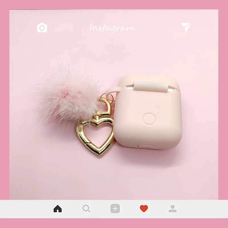 Lindo llavero de bola de pelo de visón para Apple AirPods 4 Pro 2 funda de silicona para auriculares inalámbricos para Airpods 2/3 funda para caja de auriculares