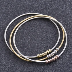 Fashion Jewelry Steel Wire Diameter 1.7mm Spring Screw Head, Which Can Open And Tighten Telescopic Beaded Color Spring Bracelet