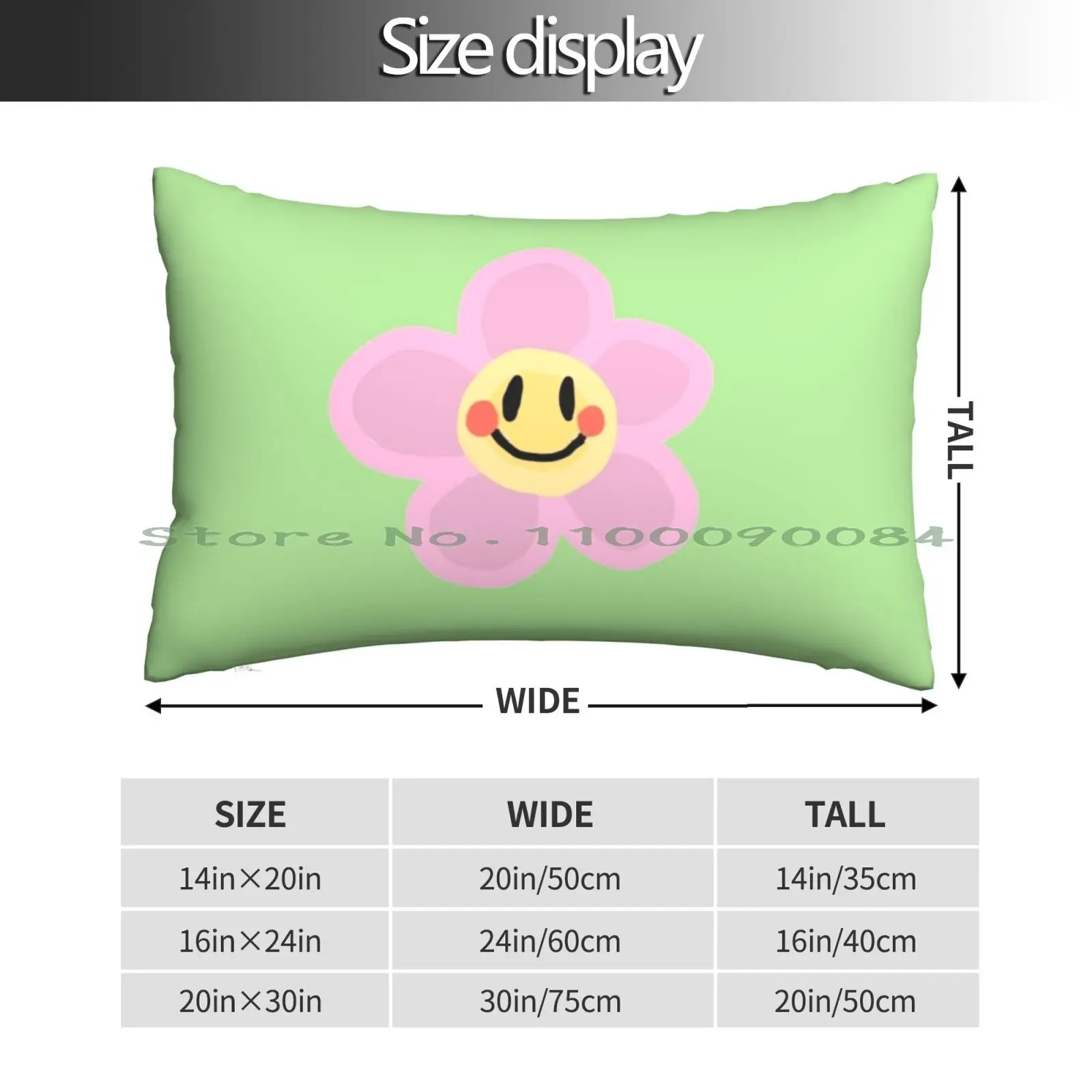 Flower Pillow Case 20x30 50*75 Sofa Bedroom Pink Flower Floral Baby Sweet 90s 2000s 70s Y2k Cutesy Face Blossom Kids Teen