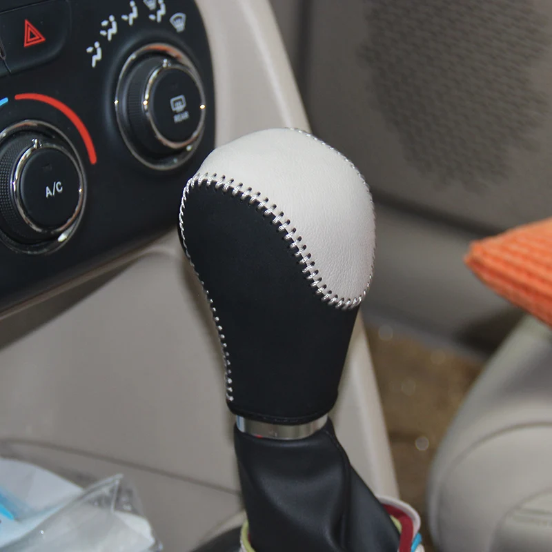 

Genuine Leather Gear Knob Cover For Fiat Viaggio Car Covers on The Gear Shift Knob Gear Stick Case PPC Gear Shift Collars