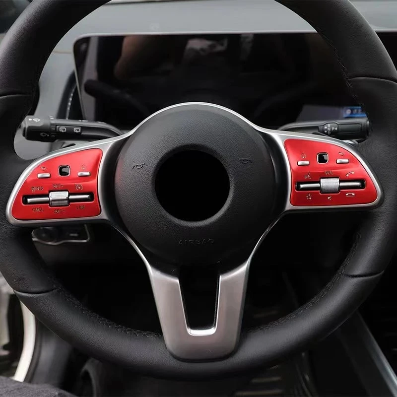 For Mercedes Benz A B C E CLA GLE GLC CLS GLS GLB Class W177 W205 W213 C118 W167 Car Sticker Steering Wheel Button Trim Cover