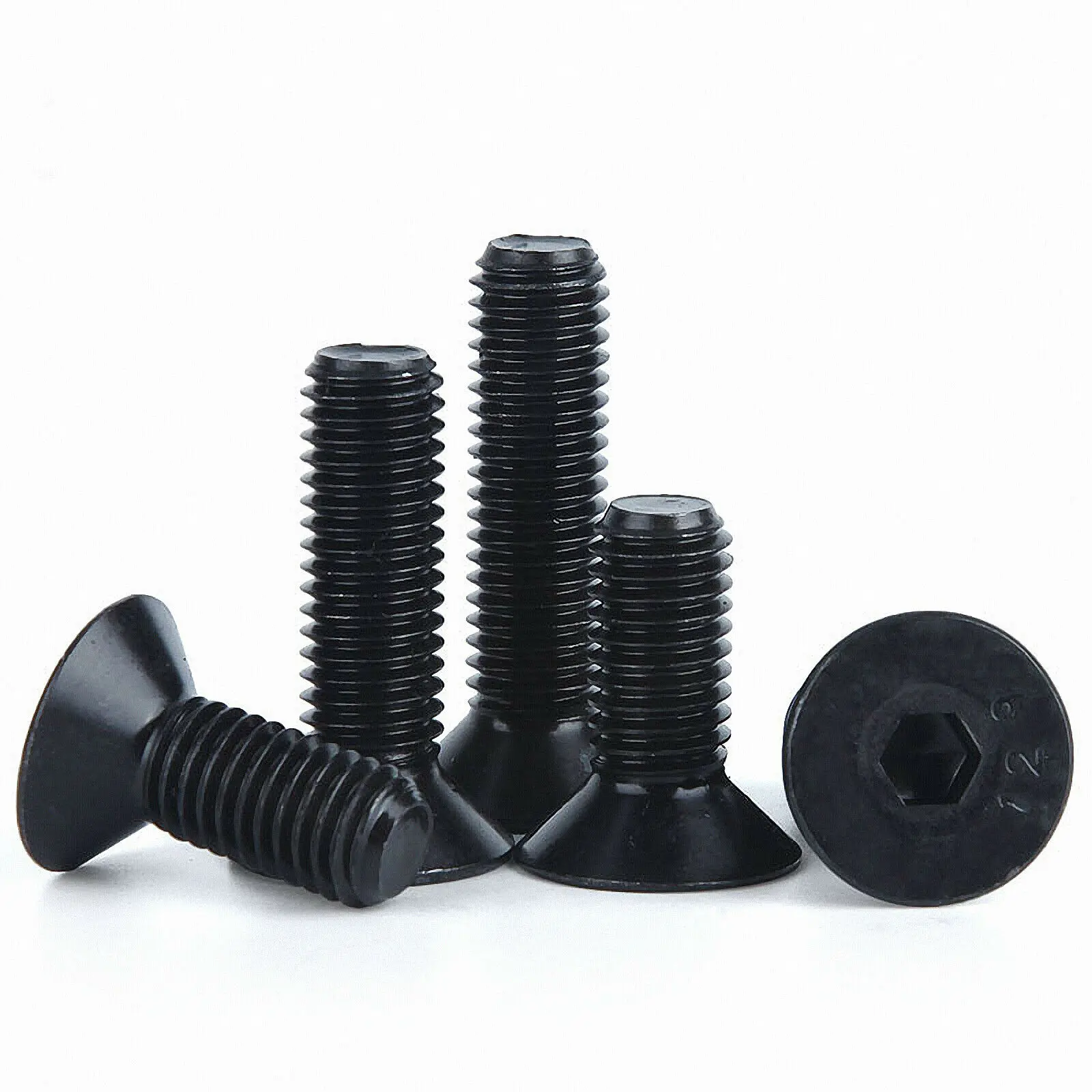 Tornillos hexagonales avellanados de cabeza plana, tornillos de aleación de acero DIN7991 de grado 12,9, M3, M4, M5, M6, M8, M10, color negro