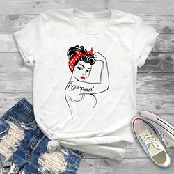 Rosie The Riveter Girls Power Tshirt Grl Pwr Feminist 100% Cotton Summer Short Sleeve Shirt Gift for Her