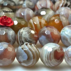 Mamiam Natural Botswana Agate Faceted Round Beads 6mm Loose Stone Diy Bracelet Necklace Jewelry Making Design