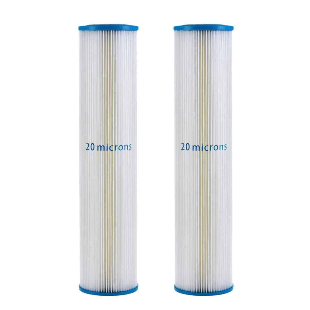 2 PACK OF 20 Microns Big Blue Sediment Pleated Water Filter 4.5