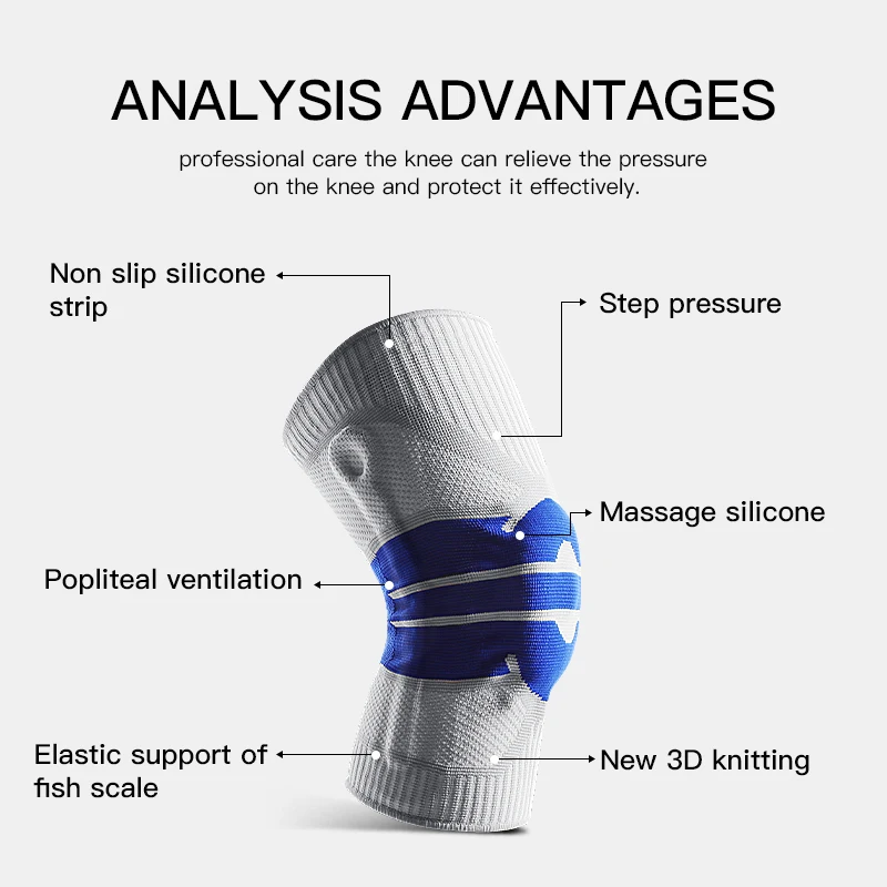 3D Weaving Silicone Knee Pads Supports Brace Volleyball Basketball Meniscus Patella Protectors Sports Safety Kneepads