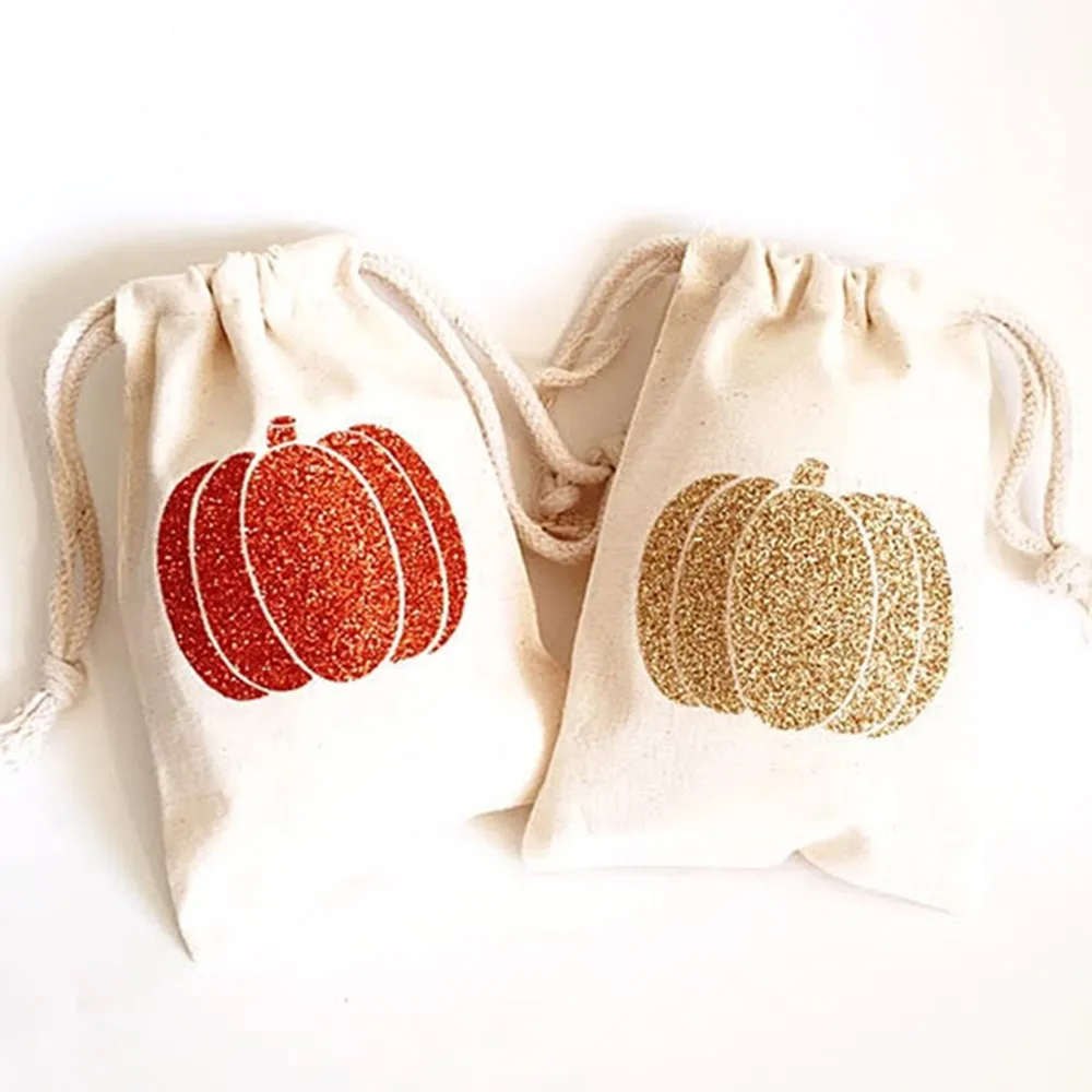 personalized Rustic Wedding bags Decor Glitter Pumpkin Fall Wedding   bags Holiday table decor cutom Bachelorette party kit  bag