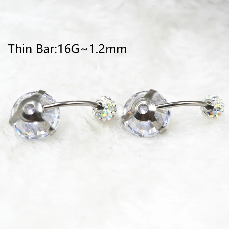 Imagem -02 - Anel de Umbigo cz em Aço Cirúrgico Anel de Umbigo Barra Fina 16g1.2 mm Anel de Umbigo Brincos Brincos Joias de Piercing Corporal Brilhantes 12 Peças