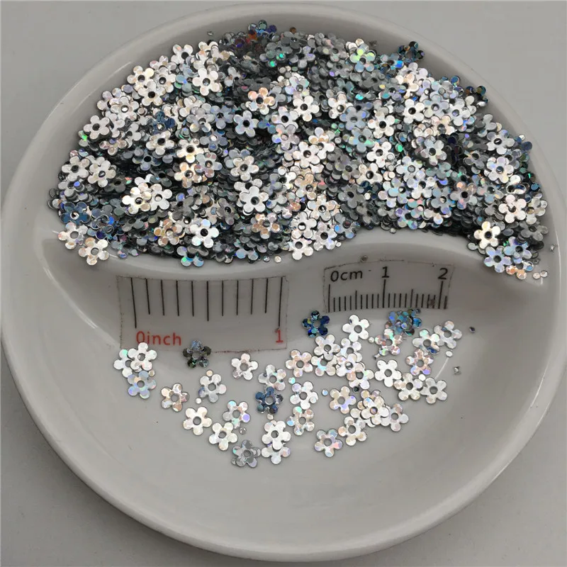 Paillettes sciolte in PVC a forma di fiore, Paillettes glitterate per Nail Art, Manicure, cucito, decorazione di nozze, coriandoli, 20g, 5mm