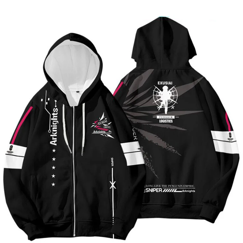 Winter Heren Jassen Hot Game Arknights 3D Hoodie Fleece Rits Hoody Bovenkleding Anime Cosplay Kostuum