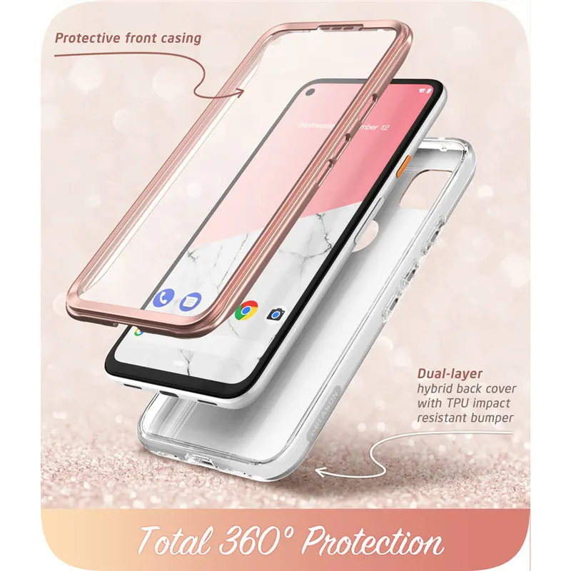 Zdjęcie 3: I-BLASON do obudowy Google Pixel 4A (wydanie 2020) Cosmo marmurowy błyszczący pokrowiec na cały korpus z wbudowanym ochraniaczem ekranu