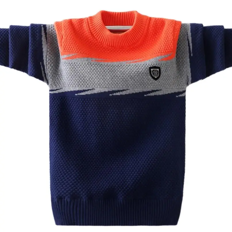 

Свитера из чистого хлопка для больших мальчиков, детская теплая куртка, детские трикотажные свитеры с длинным рукавом, подростковые весенние топы с круглым вырезом