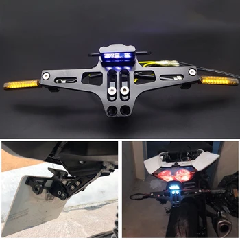 Motorcycle Universal License Plate Frame Bracket LED Light For Ktm 640 Lc4 65Sx 690 Duck 690Smc 790 990 Adventure Asiento 2007