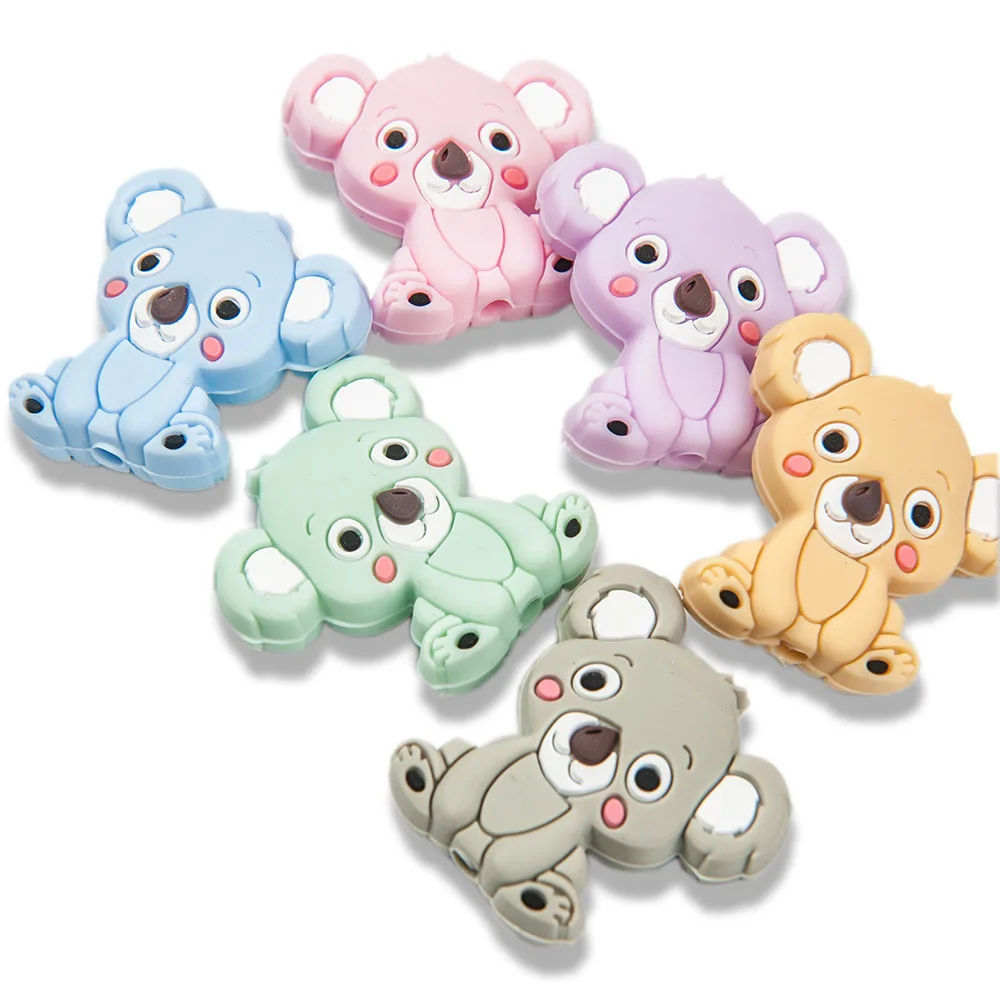 10pcs/lot koala  BPA Free Food Grade Silicone Beads Chew Teether Accessories DIY Teething Necklace Handmade Gifts baby