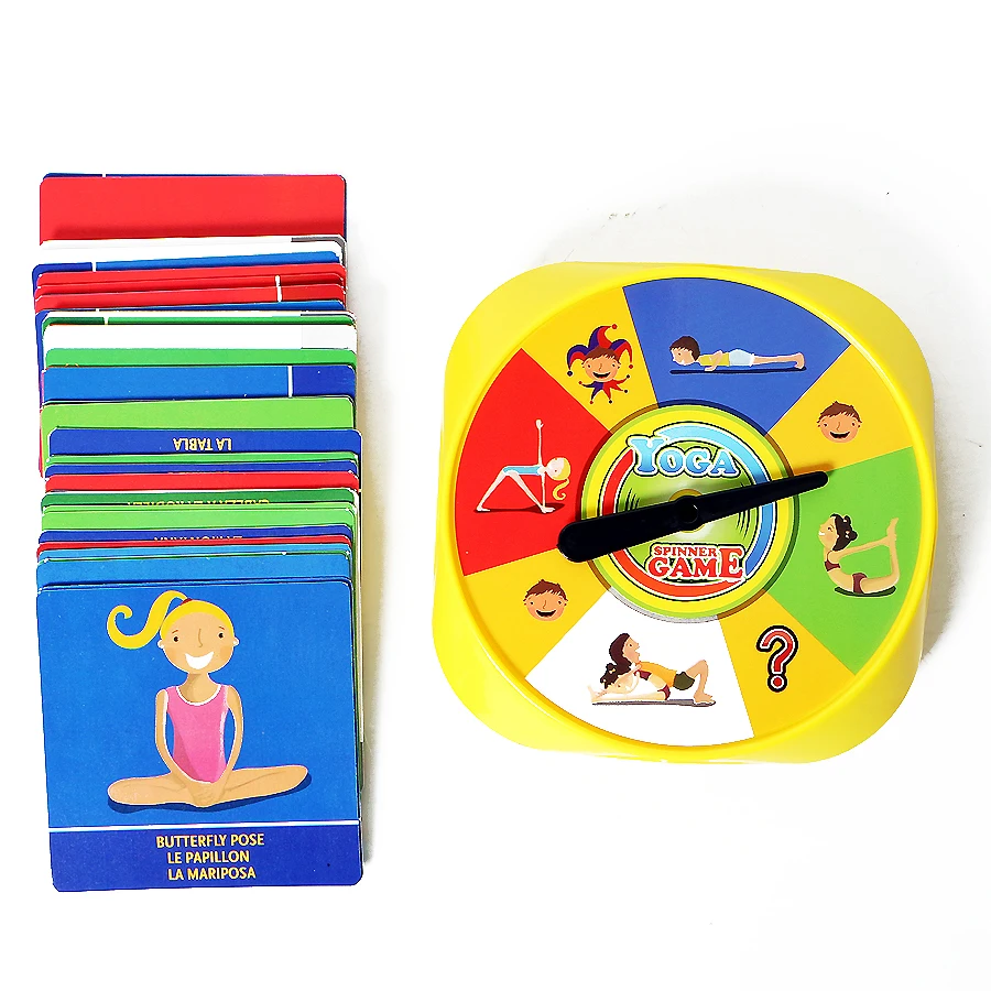 Jeu de Yoga Spinner avec 54 Cartes de Pose pour Enfant, Jeu Récompensé pour Parents et leurs Enfants, 2 + Joueurs