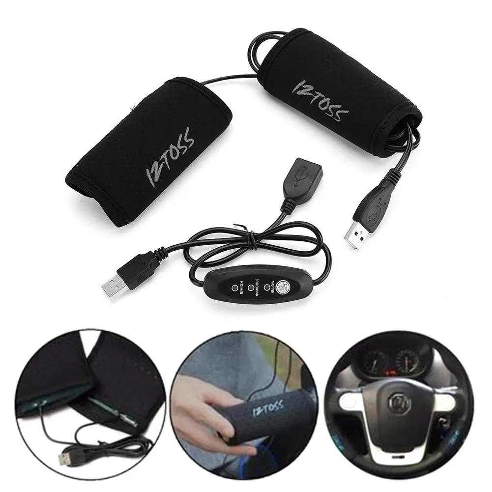 

7.5W Motorcycle Grip Heater With Switches USB Heated Handles Mountain Bike Handle Bar Warmer Cuffs Scooter Winter Accessories