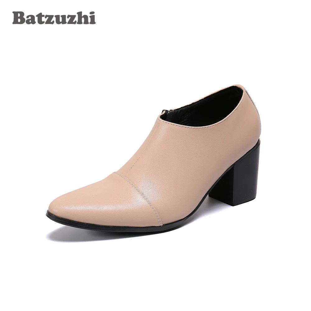 

Batzuzhi 7CM HIGH Heels Fashion Men's Shoes Pointed Toe Soft Leather Ankle Boots for Men Party Casual Shoes Big Sizes,EU38-EU46