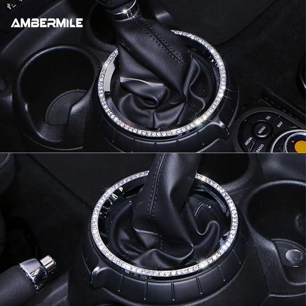 Artificial Diamond Interior Trim Car Gear Shift Panel Ring Cover for Mini Cooper F54 F55 F56 F60 R56 R55 R60 R61 Accessories