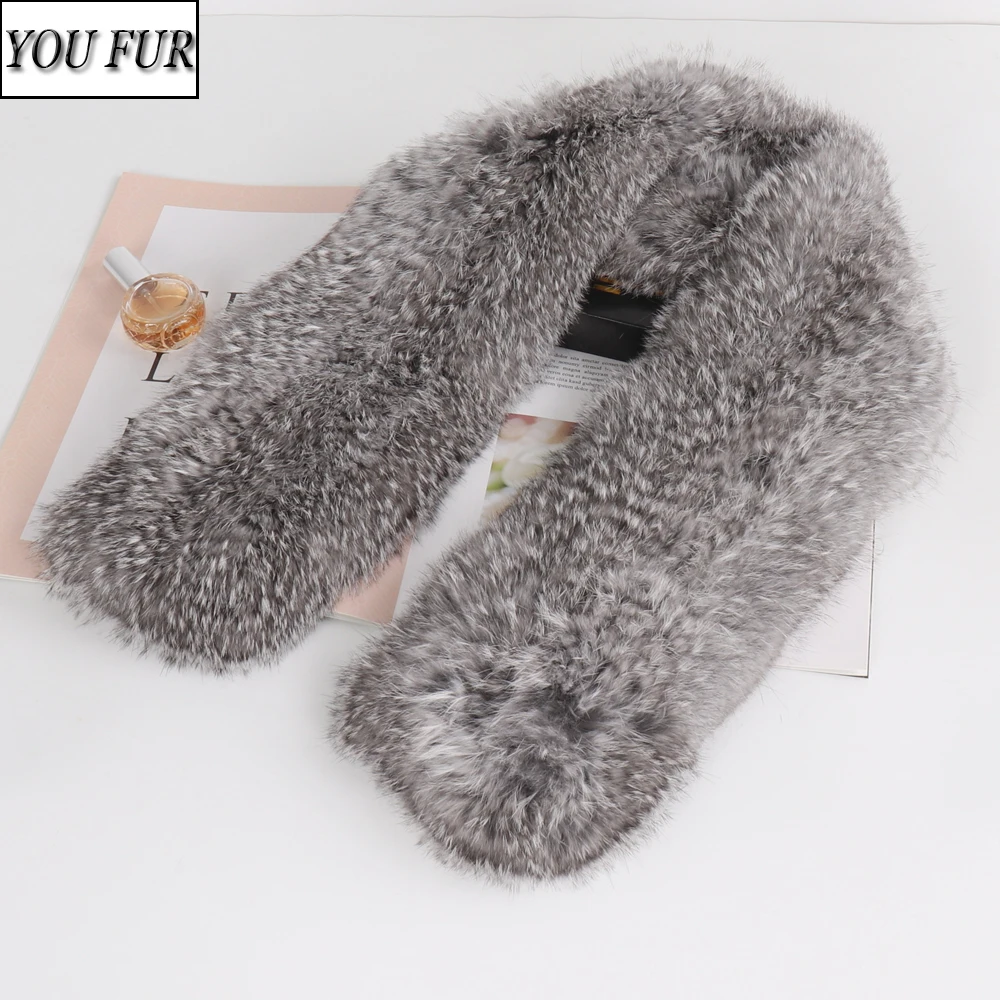 

New Women Winter Real Rabbit Fur Scarf Natural Warm Rabbit Fur Scarves Lady Knitted 100% Genuine Rabbit Muffler Wholesale Retail