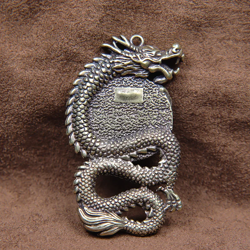 Brass Flying Dragon Figurines Rotating Tibetan Six Character Mantra Keychain Retro Copper Hanging Car Key Chain Pendant Ornament