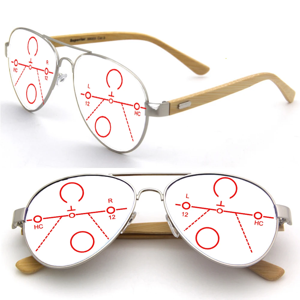 Pure Natural Bamboo Wood Comfortable Progressive Multifocal Reading Glasses +0.75 +1 +1.25 +1.5 +1.75 +2 +2.25 +2.5 +2.75 To +4