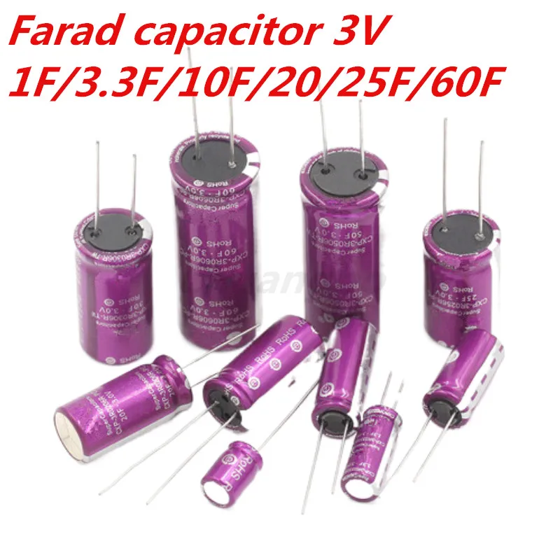 3.0V CDA 3V Farad capacitors 1F 2F 3.3F 5F 7F 10F 15F 18F 20F 25F 30F 50F 60F 100F 120F Super Capacitor